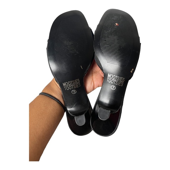 Mootsies Tootsies Open Toe Bow Black Kitten Heels Size 7 - Picture 6 of 8